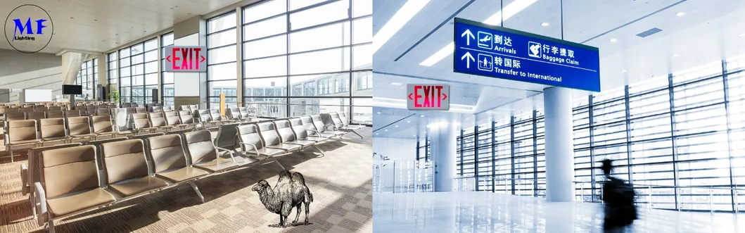 재충전 가능한 LED 출구 표지판 비상 조명 쇼핑몰 슈퍼마켓 공항 사무실 공장 1