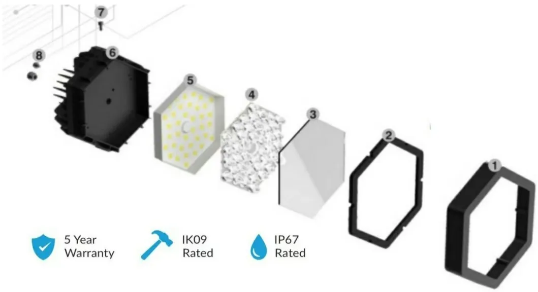LED 스포츠 스타디움 라이트 공장 C4 하이 드라이버 140lm/W IP67 Ik08 방수 야외 5