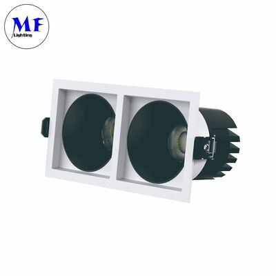 Square LED Downlight 7W10W12W15W , TRIAC/0-10V/DALI-2 Dimmable, 100lm/W CRI90, AC100-277V, Anti-Glare Recessed Spot Down Light with Dual Head