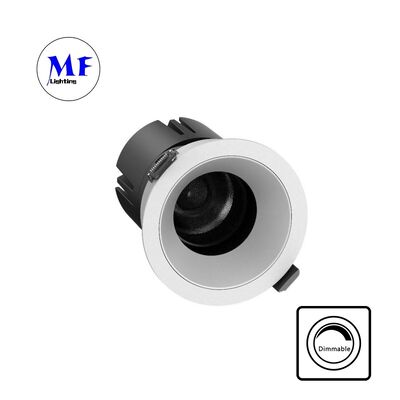 Anti-Glare COB Recessed LED Spot Downlight Optical Lens,15-55° Beam Angle,0-30° Adjustable Illumination,110Vac 5CCT DIP & 200-240VAC Dimmable Recessed Spotlight