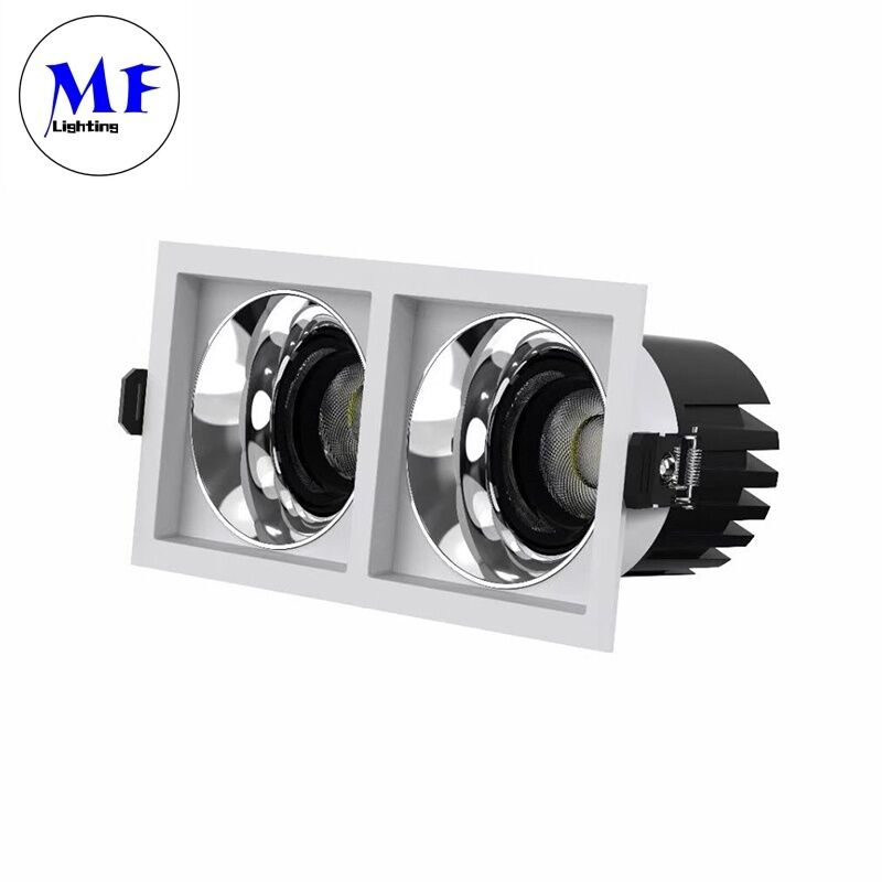 Square LED Downlight 7W10W12W15W , TRIAC/0-10V/DALI-2 Dimmable, 100lm/W CRI90, AC100-277V, Anti-Glare Recessed Spot Down Light with Dual Head