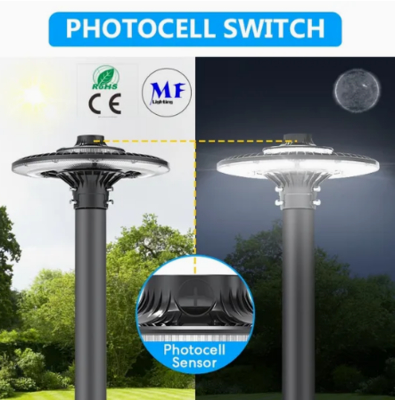 LED 정원 조명 조절 150W IP65 내장 방수 130lm/W 둥근 검은 정원 공원 Yard Post Top