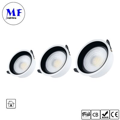 7W CRI90 160lm/W 스포트 다운라이트 트라이악 /0-10V/달리-2 디밍 가능 넓은 빔 각도 120° 6인치/8인치 매립형 눈부심 방지 LED 다운라이트 (상업 공간용)