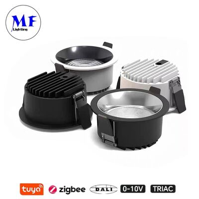 10W 160lm/W 매입형 LED 다운라이트 트라이악 /0-10V/Dali-2 디밍 CRI9 광각 120° 8인치/10인치 매입형 눈부심 방지 LED 다운라이트 (상업 공간용)