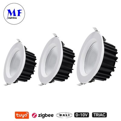 7W 100lm/W LED 스포트 다운라이트 CCT 조절 가능 CRI90 트라이악 /0-10V/달리-2/투야 지그비 디밍 빔 각도 60° 매립형 눈부심 방지 COB 상업 및 주거 공간용